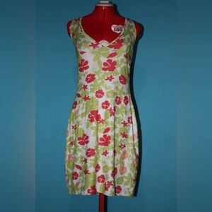 Floral Print Tie Neck Dress